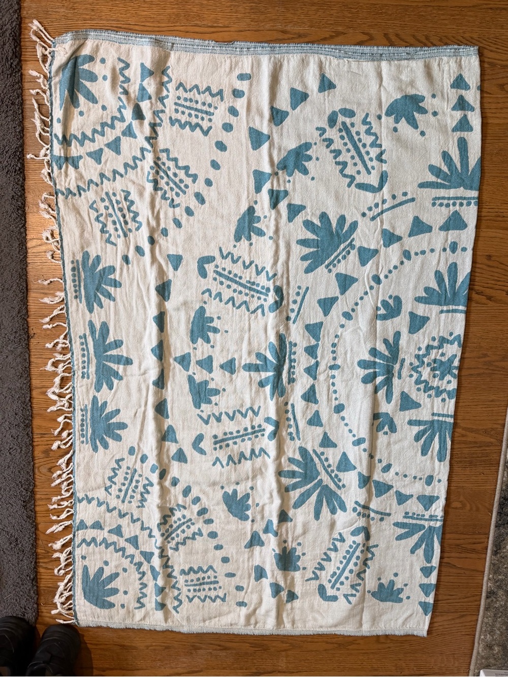 Large Sand Cloud Turkish Cotton Beach Towel Blanket Blue Boho Fringe Throw